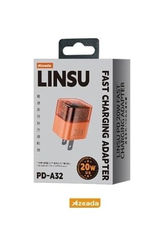 Azeada Lınsu 20w Type-c Hızlı Şarj Adaptörü Turuncu Pd-a31 20w Tek Giriş, Şarj Başlık
