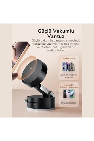 Polham Süper Vantuzlu Tüm Yüzeylere Uyumlu Telefon Tutucu, Araç İçi, Masaüstü, Dolap, Ayna İçin Telefon Tutucu 1 Adet