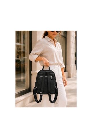 Just Polo Kadın Günlük Kullanıma Uygun Çok Bölmeli Sırt Çantası Ebat : 25 X 30 Cm Shopper Siyah