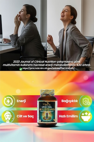 Kiperin Lipozomal Multivitamin 13 Vitamin & 6 Mineral Cilt - Saç - Tırnak & Enerji Akıllı Gıda Takviyesi