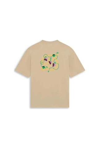 American Rag Cie 100% Pamuk D Raisin T - Shirt Önden Ve Arkadan D Nakışlı, Ribana Yaka Bej
