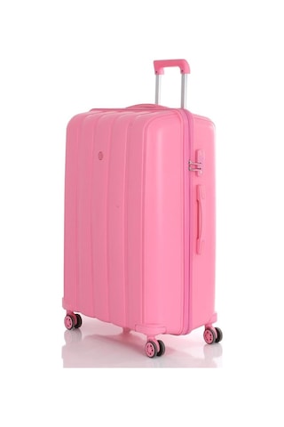 Mçs Bavul Büyük Ve Kabin 2li Set Kırılmaz Silikon Valiz V305 Pembe