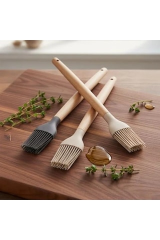 Bambu Saplı Silikon Fırça, Uzun 27 Cm, 3 Renk Seçenekli