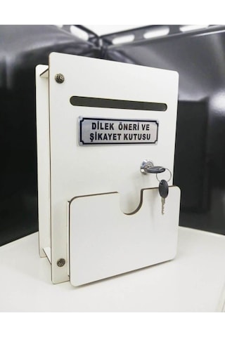 Beyaz Cepli Ahşap Dilek Öneri Ve Şikayet Kutusu