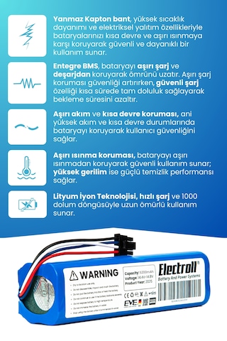 Dreame D9 Uyumlu Batarya 5200mah Robot Süpürge Bataryası