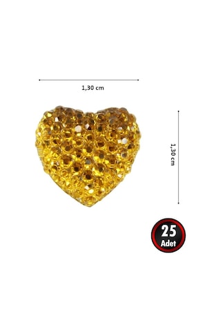 Polyester Kalp Fiyonk, 1,3 Cm - 25 Adet - Altın 1+