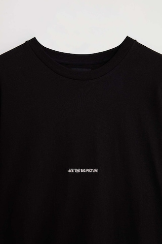 Rıver Erkek Nakış Işlemeli Oversize %100 Organik Pamuk Örme Siyah T-shirt