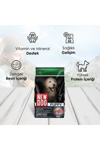 Newdog Kuzu Etli & Pirinçli Yavru Köpek Maması 3 KG