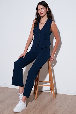 Lela Streç Fitted Fit V Yaka Düğmeli Bayan Yelek 5865971 Lacivert
