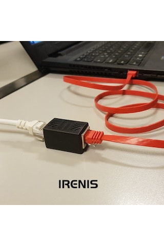 Irenis CAT6 Kablo Uzatma Seti. Yassı Ethernet Kablo ve Ekleyici 50 CM-Beyaz