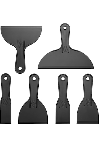 Geeksen 6 Adet Farklı Boy 1.5-8 İnç Siyah Plastik Scraper Seti - Kauçuk, Cam, Duvar Kağıdı Temizleme Ve Montaj Aracı