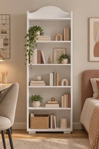 170dhdktp1b Fine 5 Raflı Çok Amaçlı Kitaplık Beyaz