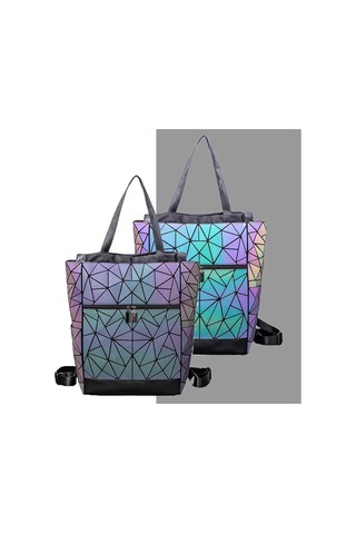 Yeni Parlak Geometrik Aydınlık Çanta Sequins Kadın Sırt Çantası Çok Renkli