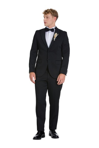 Hatemoğlu Siyah Slim Fit Çıkma Sivri Yaka Klasik Damatlık 34558 Siyah