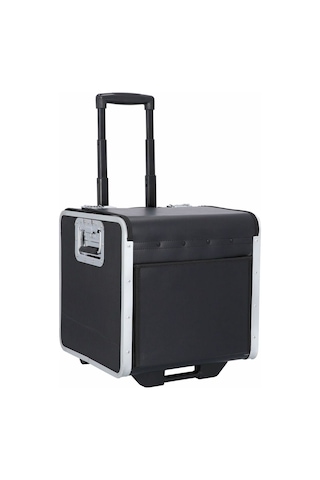 Alassio 37 Cm 2 Tekerlekli Dayanıklı Pilot Çantası, Siyah, Alüminyum Çerçeve, Kilitlenebilir Sap