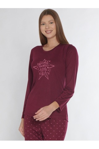 Uzun Kol Pijama Takımı Viskon Alperi 790-85 Bordo