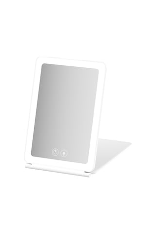 Geekyou Taşınabilir Makyaj Aynası 3 Renk Sıcaklığı 3500k-7000k 3x Büyüteç, Dokunmatik Parlaklık Ayarlama, Hafıza Fonksiyonu, Çok Açıklı, Katlanabilir, 1000mah Pil, Type-c Şarj, Beyaz Beyaz
