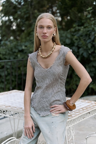 Mai Collection Mai Studios Co. Veilinas Asimetrik Kahve Keten Crop Kahve