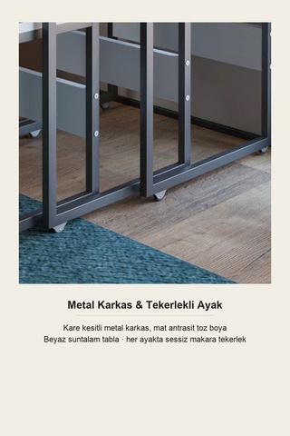 Vela 3'lü Zigon Sehpa Metal Karkas, İç İçe Geçen Sehpa Seti Beyaz