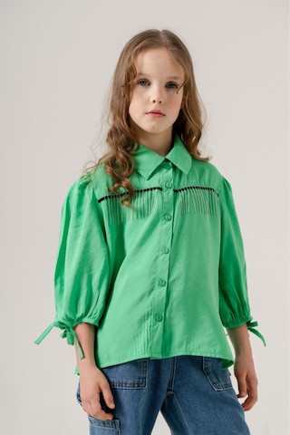 Kız Çocuk Taş Püsküllü Gömlek 3124 Yeşil