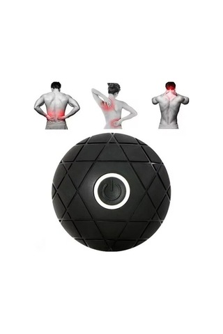 Tysm 3d Titreşimli Yoga Top, Kas Gevşeme Masajı, Şarj Edilebilir Silikon, Siyah, 7.7cm Siyah