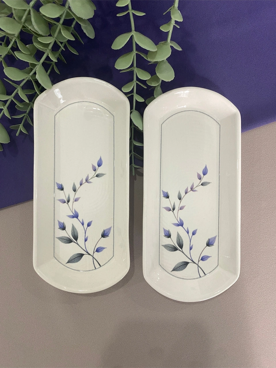 Mor Menekşe 2 Adet Oval Kahvaltı Sunum Tabağı Mor