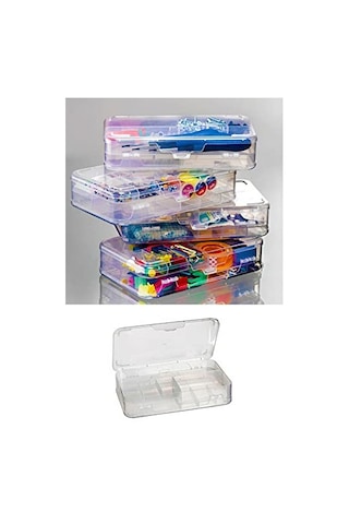 Şeffaf Plastik Bölmeli Çift Taraflı Hobi Dikiş Iğne Kutusu Düzenleyici Arduino Balıkçı Malzeme Saklama Organizer 1 Açık Bej