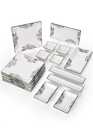 Piatti Naturali 16 Parça 6 Kişilik Lavanta Kahvaltı Takımı Handmade Sunum Set Lila