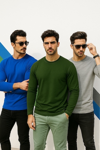 Rich Erkek Mavi-haki-grimelanj 3'lü Paket Basic Uzun Kollu Sporcu Body Mavi-haki-grimelanj