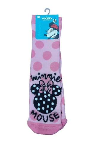 Mınnıe Mause Tabanı Kaydırmaz Kışlık Havlu Çocuk Çorap-pembe Pembe