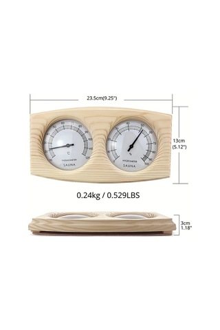 Honeybeeshop Sweathouse Sauna Sıcaklık Nem Göstergesi Seti Fıstık Çamı Spa Gerçek Zamanlı Ölçüm