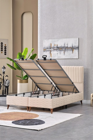 Evdemo Ezgi Çift Kişilik Baza Başlık Set Krem 150 200 150 x 200