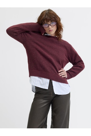 Jack & Jones Kadin Bisiklet Yaka Alpaka Yünlü Kazak - Evi - 12281702 Cabernet