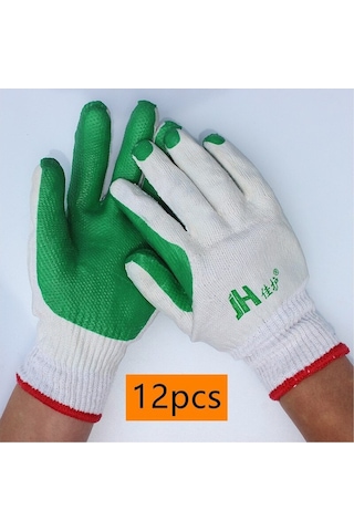 Tangshopping 12pcs Kaymaz Aşınmaya Dayanıklı Emek Koruma Eldivenleri Şantiye Inşaat Işleri Kalınlaşma Soğuk Geçirmez Bahçe Ev Yeşil8