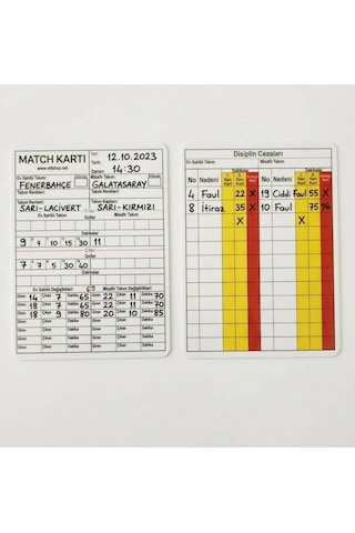 Ref Hakem Maç Kartı, Su Geçirmez , 0,70micron Kalınlık, Paket İçi 5 Adet Çok Renkli