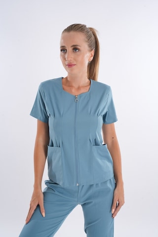 Cool Petrol Lily Model Fermuarlı Soft Likra Doktor Hemşire Forma 001
