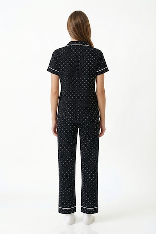 Penti Siyah Polka Dot Gömlek Pantolon Pijama Takımı