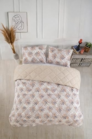 Tr Kapitoneli Tek Kişilik Desenli Pike - Yatak Örtüsü Takımı 160x230 Cm - 1 Adet Yastık Kılıflı Turuncu Genel