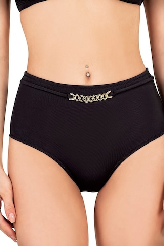 Endeep Kadın Zincir Aksesuarlı Siyah Yüksek Bel Bikini Altı Siyah