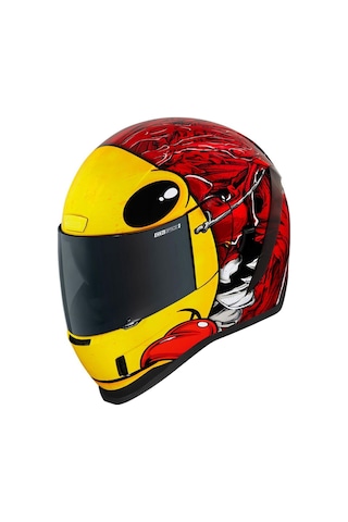 Icon Airform Brozak Mıps Kapalı Motosiklet Kaskı Kırmızı Sarı Kırmızı - Sarı
