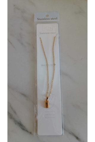 Şehrazat Handmade Külçe Tasarimli Gold Çelik Kolye Altın