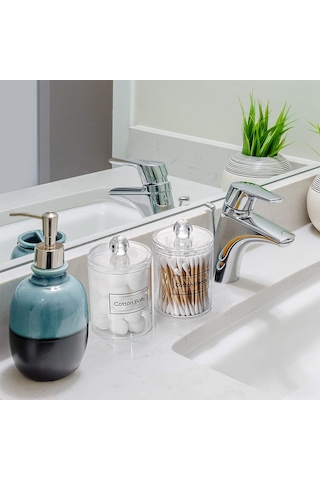 Reedark Akrilik Pamuklu Çubuk Saklama Kutusu - Pratik Ve Dayanıklı Ev Organizasyon Çözümü 7x10.5 Cm Şeffaf