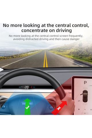 Mufunye Tesla Model 3 & Y İçin Hud Hız Göstergesi: Vites, Sinyal, Pil, Kapı Ve Emniyet Kemeri Uyarısı