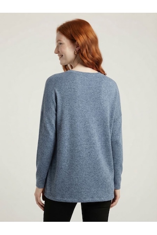 Neden Tekstil Kadın Mavi Triko Standart Kesim Sweatshirt