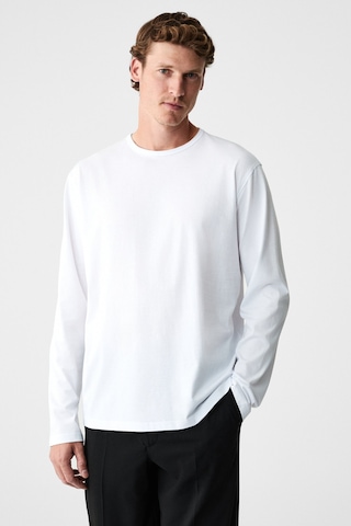 Grimelange Gravs Erkek %100 Pamuklu Yumuşak Kumaşlı Yuvarlak Yakalı Uzun Kollu Ekru T-shirt Ekru