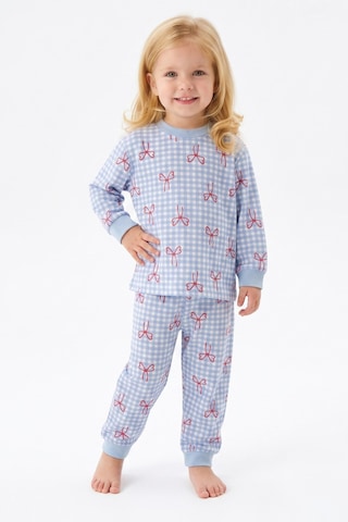 Modanıno %100 Pamuk Ve Baskılı Kız Çocuk Pijama Takımı 9-36 Ay 12741ıs Açık Mavi