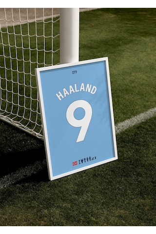 Erling Haaland City 9 Poster Tablo Beyaz Çerçeveli