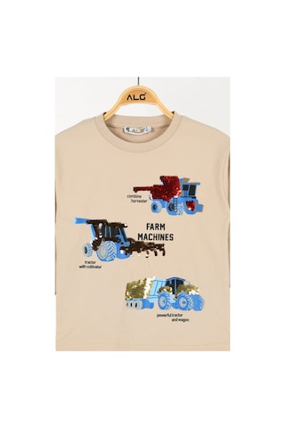 Alglıfe Erkek Çocuk Pullu Sweatshırt Bej