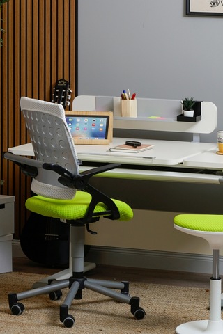 Creo Mobili Yükseklik Ayarlı Vega Plus Çalışma Sandalyesi, Ofis Ve Bilgisayar Koltuğu Beyaz/yeşil Gri
