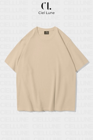 Nevermind Unisex Kadın Erkek Saturn Baskılı Özel Tasarım Oversize Bej